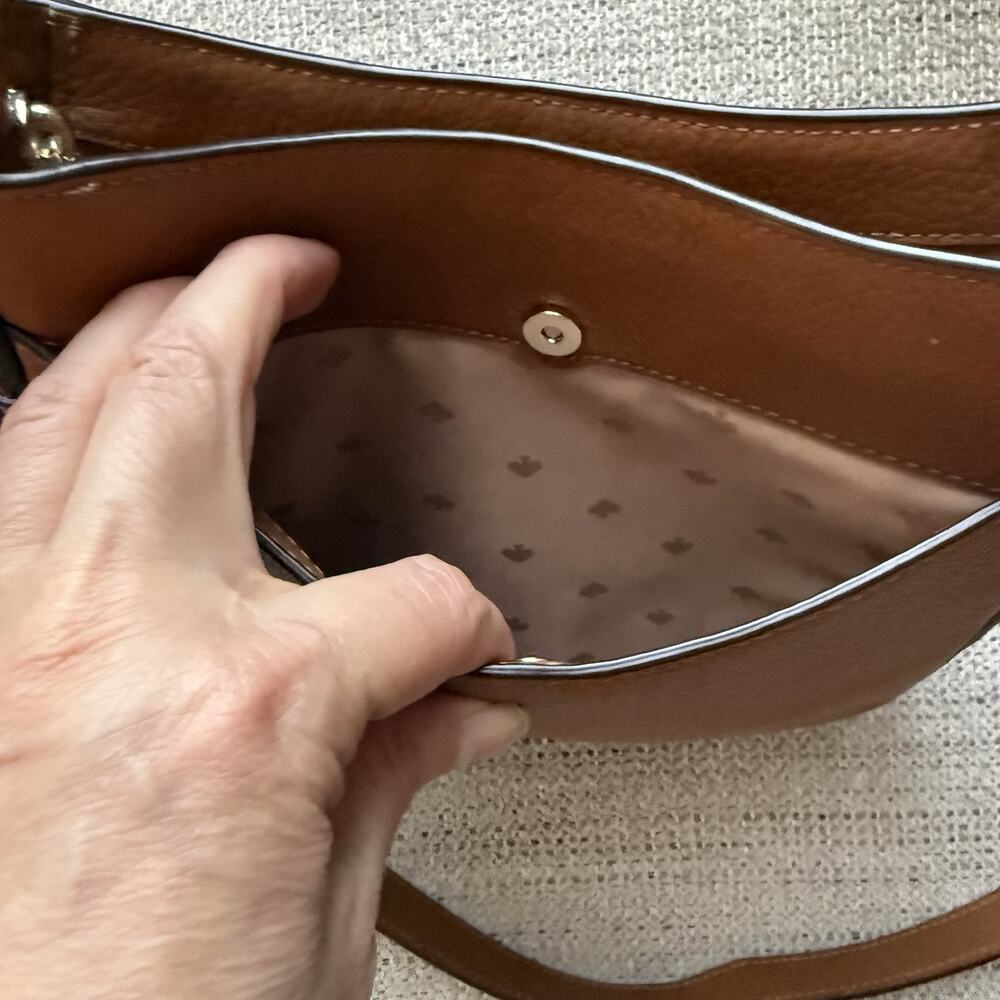 Kate Spade Leila Pebbled Leather Crossbody Purse Warm Ginger Minimalist Classic - Picture 8 of 16